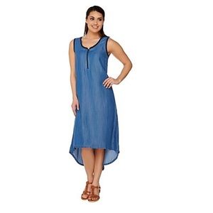 Studio By Denim & Co. Hi-Low Hem Lyocell Denim Tank Dress